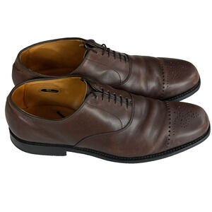 Allen Edmonds Dress Shoes Mens 9.5D Dryden Brown Leather Cap Toe Brogue Oxfords